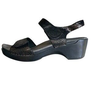 Dansko platform block Sandals black‎ with gold specks size 41